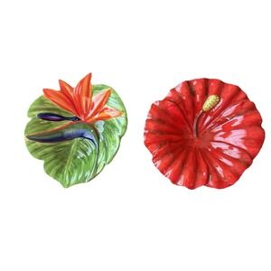 Centrum Serving Bowls Aloha Collection Hibiscus & Bird Of Paradise Trinket Dish